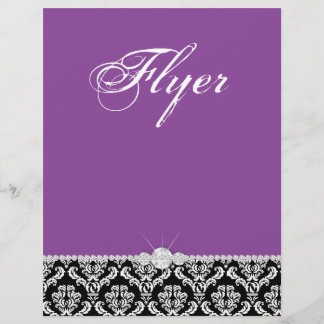 Jewelry Flyer Hair Salon Damask Black Purple
