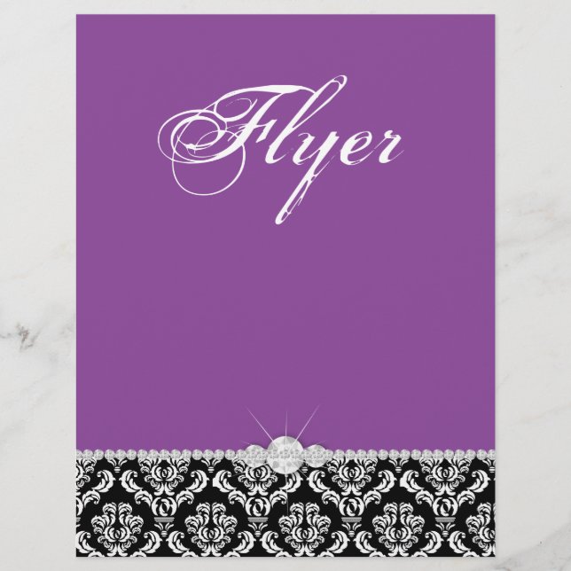 Jewelry Flyer Hair Salon Damask Black Purple (Frente)