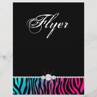 Jewelry Flyer Hair Salon Zebra Rosa Azul Púrpura
