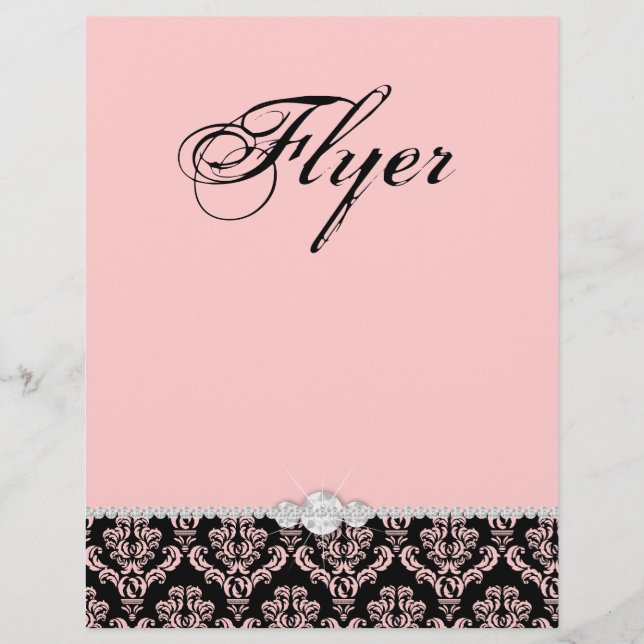 Jewelyer Flyer Hair Salon Damask Bebé Rosa Clásico (Frente)