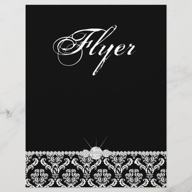 Jewelyer Flyer Hair Salon Damask Black White Class (Frente)