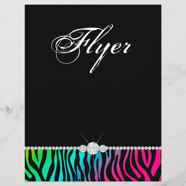 Jewelyer Flyer Hair Salon Zebra Rosa Azul Verde (Frente)