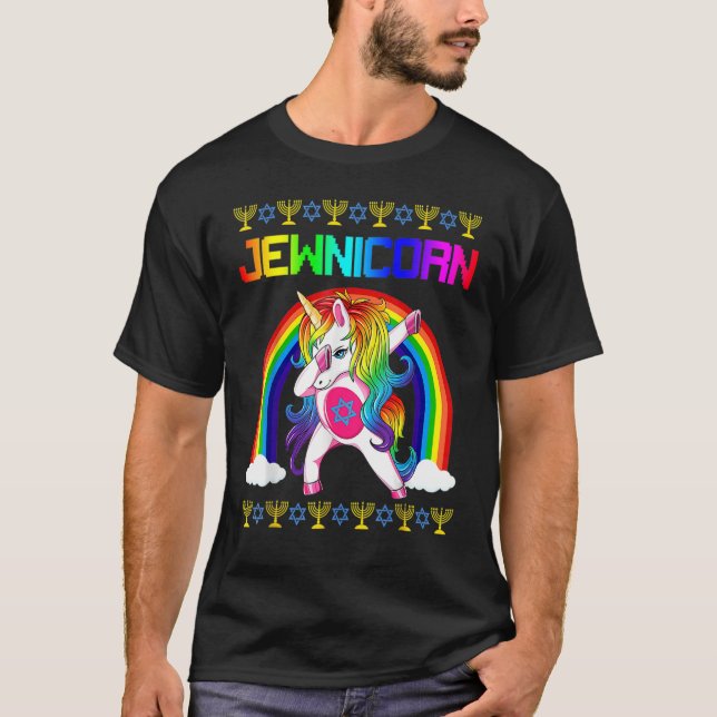 Jewnicorn Ugly Hanukkah Sweater Dabbing Unicorn Ch (Anverso)