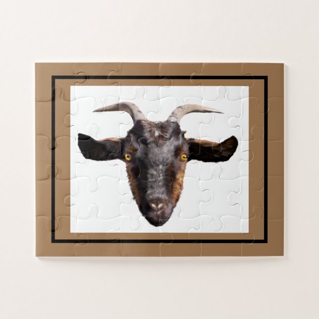 Jigsaw Puzzle Black/Tan Goat (Horizontal)