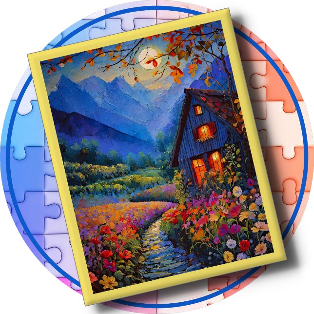 JIGSAW PUZZLE - Cabin in the Country with Flowers (Subido por el creador)