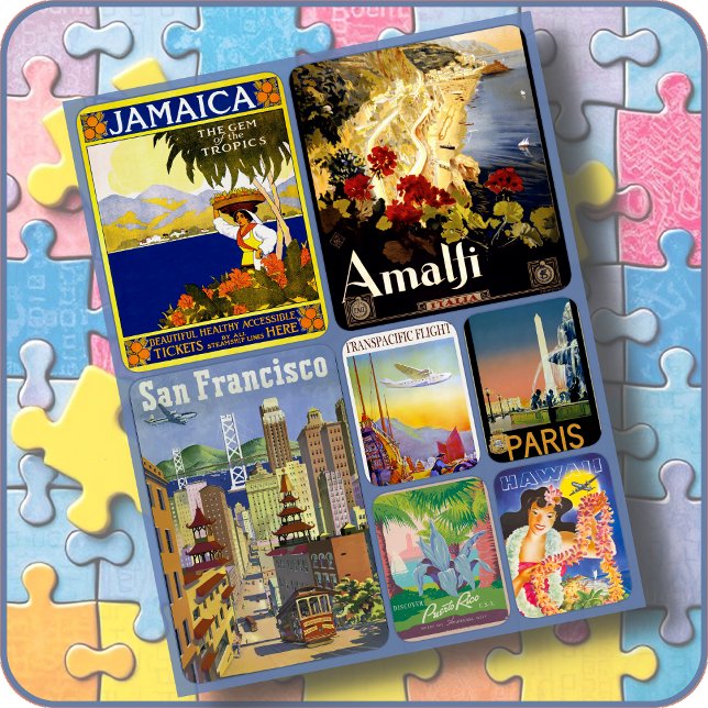 JIGSAW PUZZLE - Collage de 7 Posters de viajes (Subido por el creador)