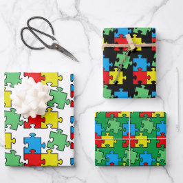 Jigsaw Puzzle Pieces Diseño Hojas de Papel Acondic