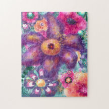 Jigsaw Puzzle Whimsical Floral Resumen Arte Verde 