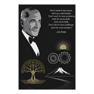 Jim Rohn Poster de citas motivacionales negro y or