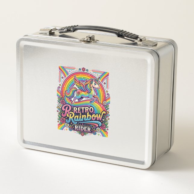 Jinete de Arcoíris Retro Unicornio (Anverso)