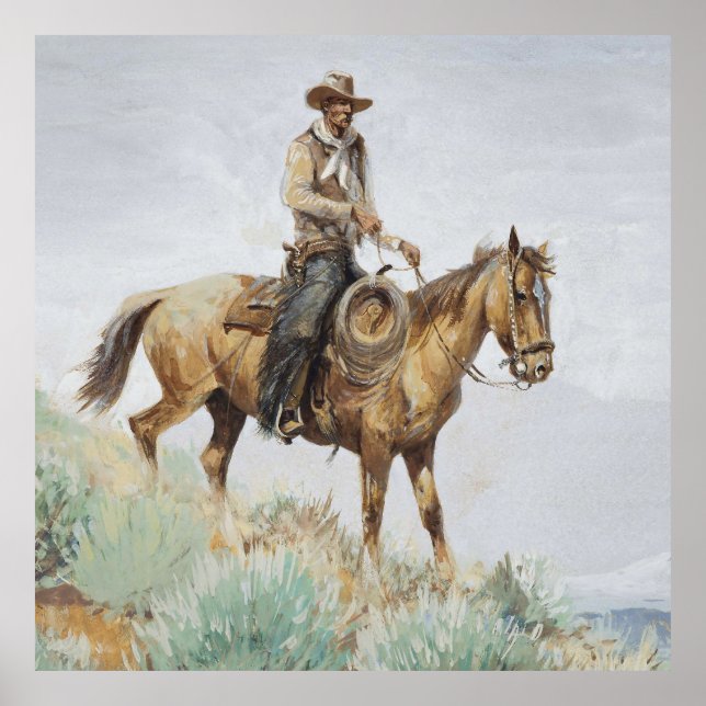 Jinete Montado Arte Occidental de Edward Borein (Frente)