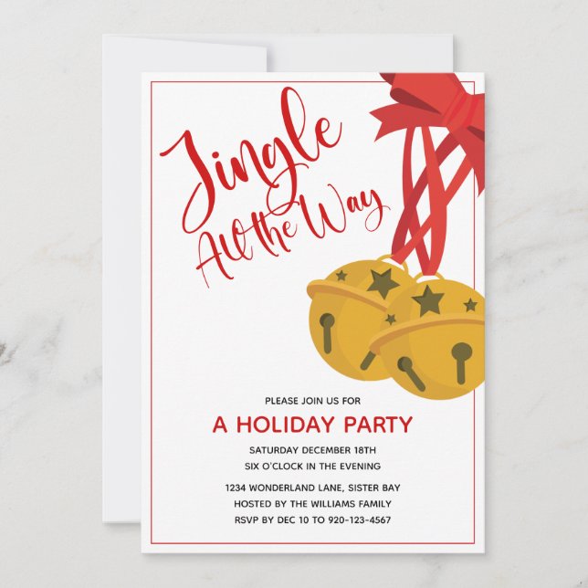 Jingle All Way Bells Invitación a la fiesta navide (Anverso)