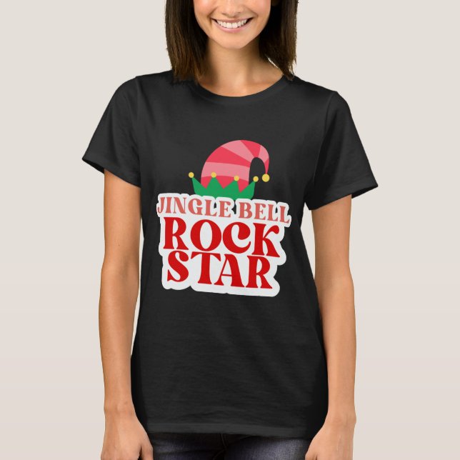 Jingle Bell Rock Star Christmas Girls Jersey T Shi (Anverso)