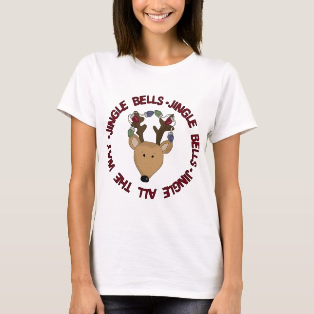 Jingle Bells con renos camisetas y regalos (Anverso)
