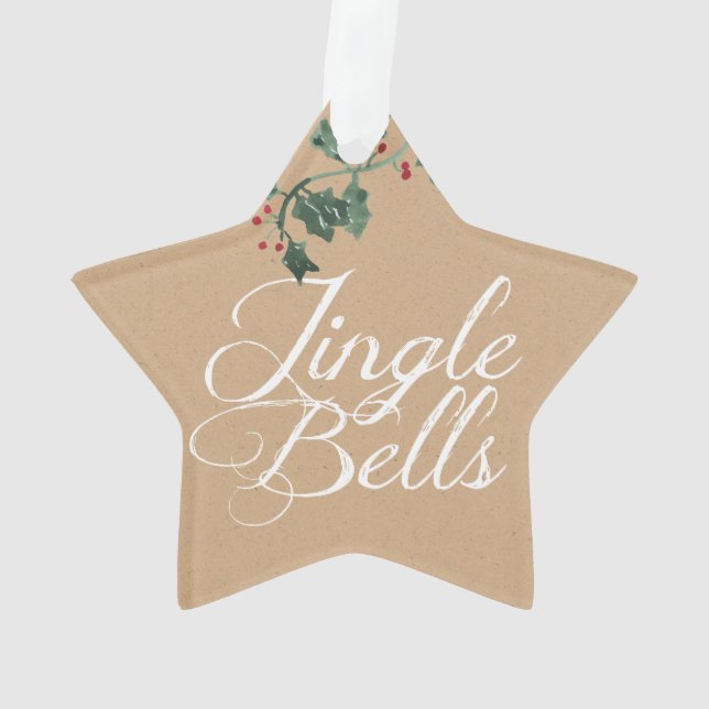 Jingle Bells Holly Holiday Ornamento acrílico (Reverso)