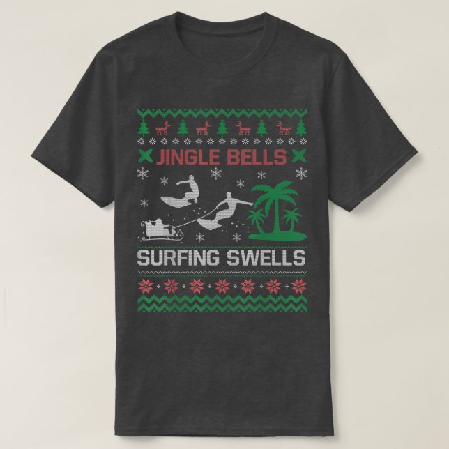 Jingle Bells Surfing hincha Navidades feos suéter (Diseño del anverso)
