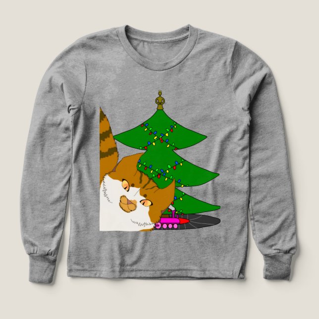 Jingle Claws & Christmas Tree Kids Long Sleeve T (Diseño frontal)