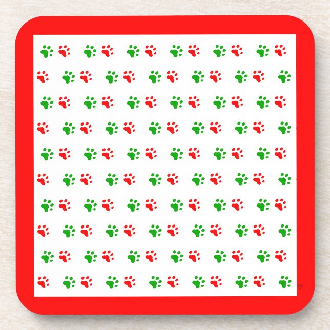 Jingle Claws Holiday Pawprint Set de 6 Posavasos (Frente)