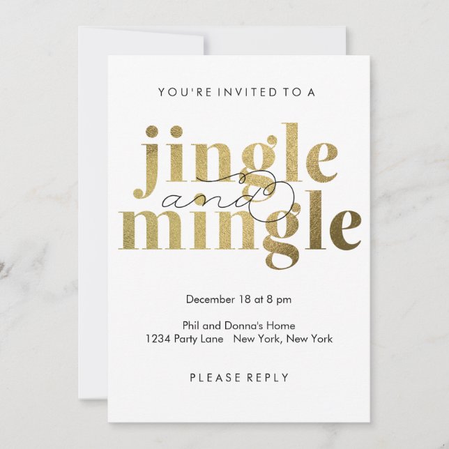Jingle y Mingle | Invitaciones para fiestas de vac (Anverso)