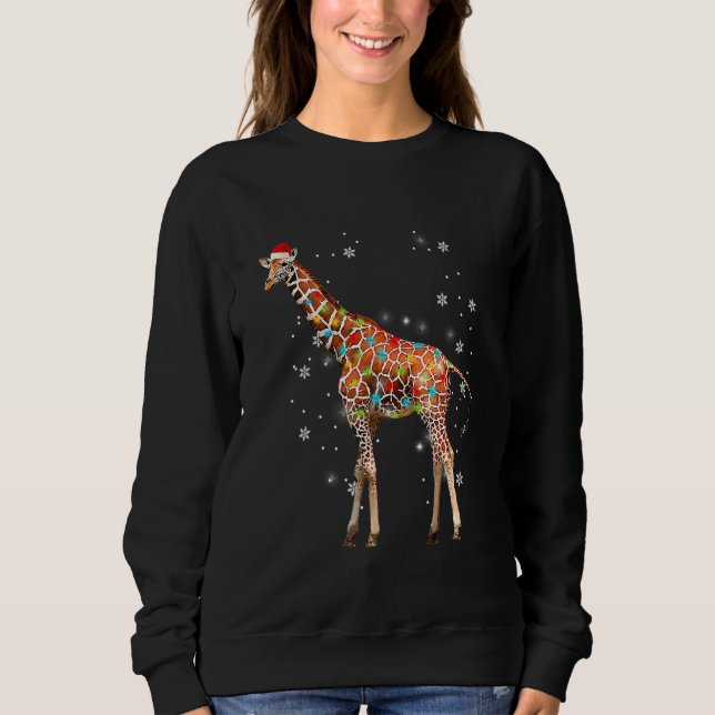 Jirafa Árbol Luz Navidad Suéter Xmas Animal   (Anverso)