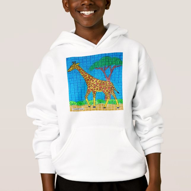 Jirafa (blanca) - Sudadera con capucha para niños (Anverso)