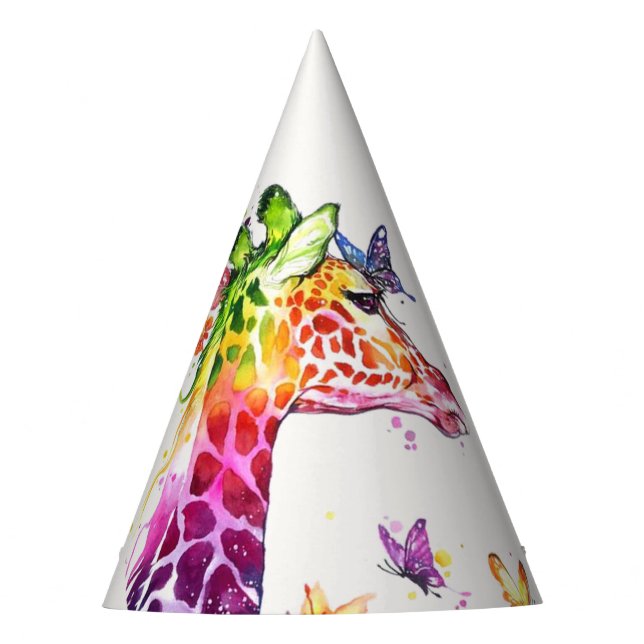 Jirafa Colorida Sombrero de Fiesta (Anverso)