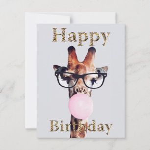 Jirafa con gafas Feliz Cumpleaños