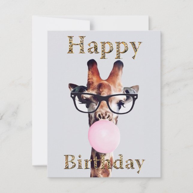 Jirafa con gafas Feliz Cumpleaños (Anverso)