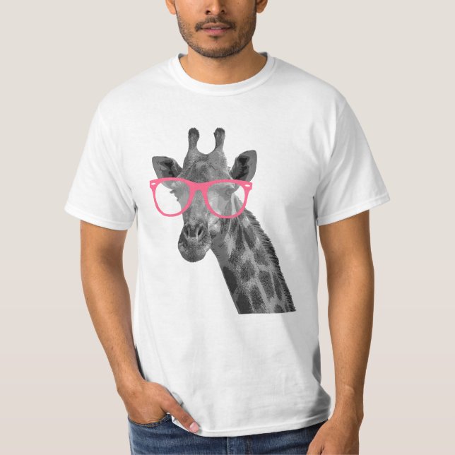 Jirafa con la camiseta divertida linda de los (Anverso)