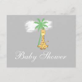Jirafa de Baby Shower en invitaciones de color gri