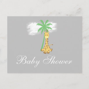 Jirafa de Baby Shower en invitaciones de color gri