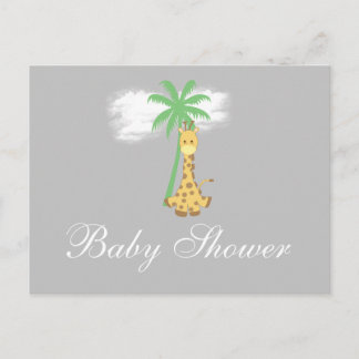 Jirafa de Baby Shower en invitaciones de color gri