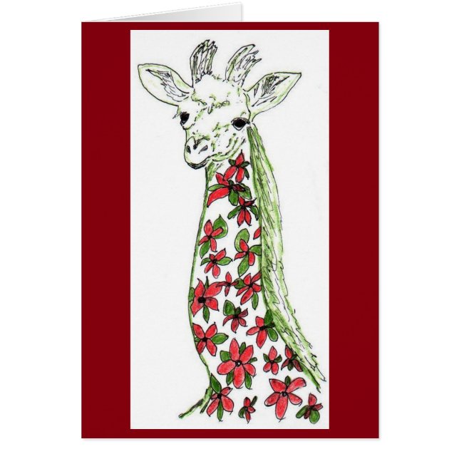 Jirafa de la flor y tarjeta africana orgánica del (Frente)