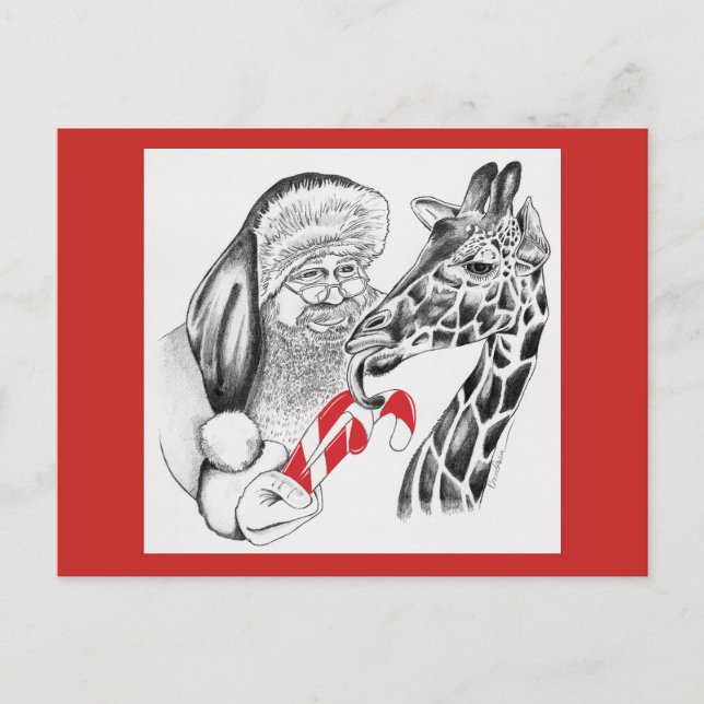 Jirafa de Navidad y Papá Noel (Anverso)