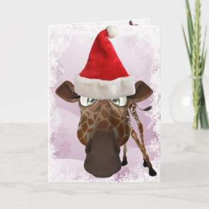 Jirafa divertida con la tarjeta de Navidad del