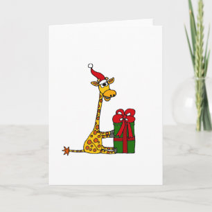 Jirafa divertida en diseño del navidad del gorra