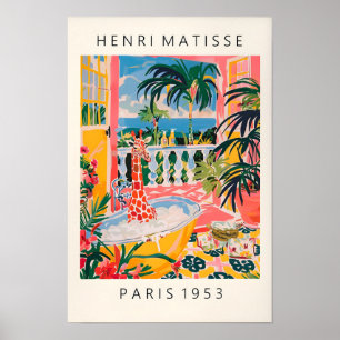 Jirafa en bañera inspirada en el arte de Matisse, 