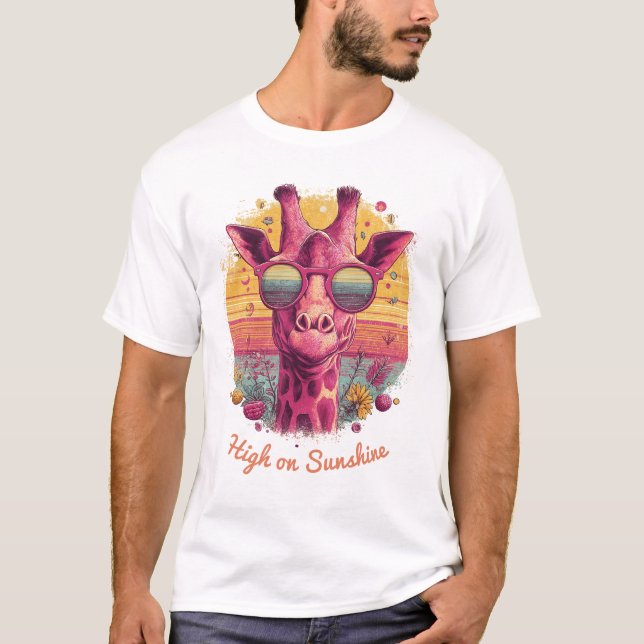 Jirafa Groovy | Camiseta masculina de vibraciones  (Anverso)