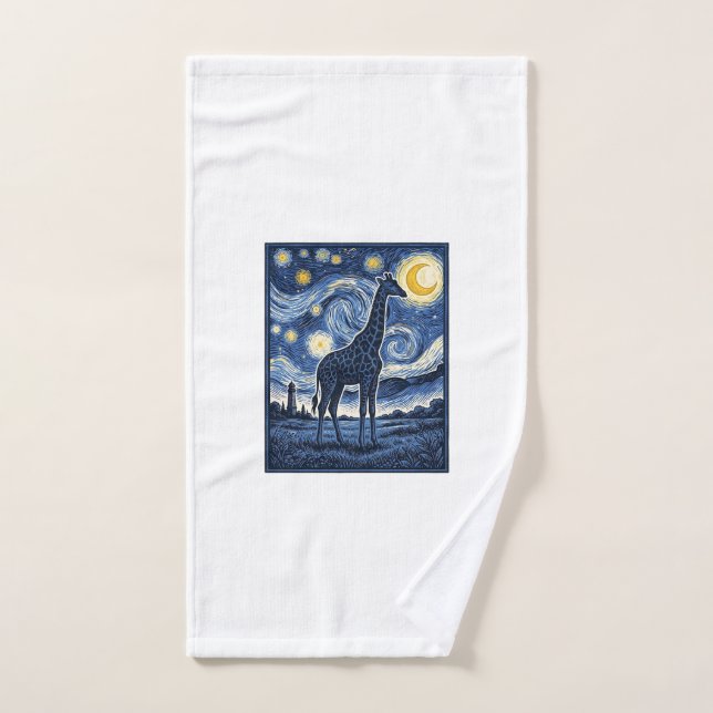 Jirafa Noche Estrellada Vintage (Toalla de mano)