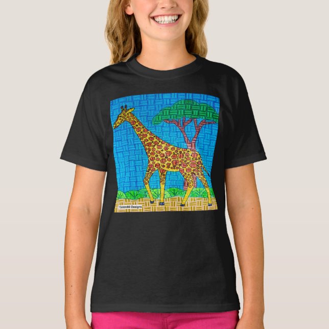 Jirafa (vívida) - Camiseta básica para niña (Anverso)
