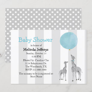 jirafas con invitación a Baby Shower en globo