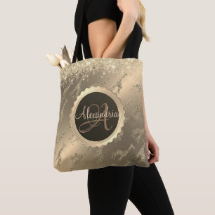 jirafas Purpurinoso en la bolsa de oro de Glitzy