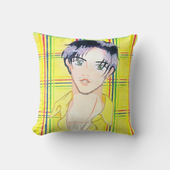 Jiremi en almohada de la tela escocesa (Anverso)