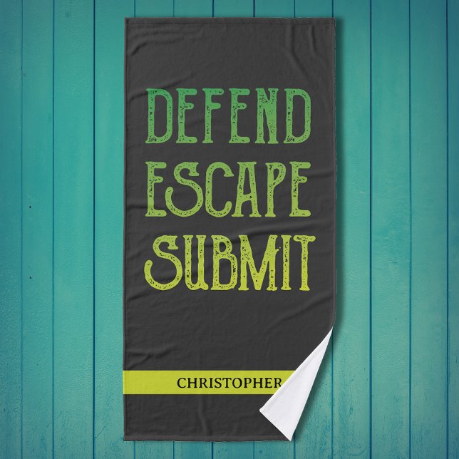Jiu Jitsu defiende el envío de escape personalizad (Personalized Jiu Jitsu Towel with retro style print.)