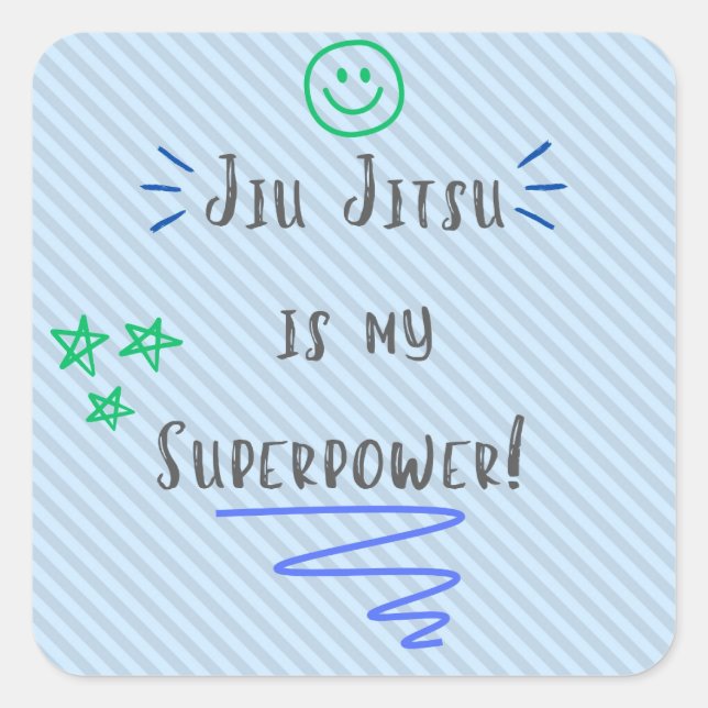 Jiu Jitsu es mi superpotencia! diseño pegatina azu (Anverso)