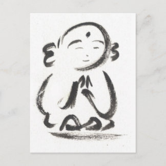 Jizo la postal monje en blanco