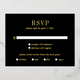 Jocelyn Black Modern Wedn Tarjeta RSVP