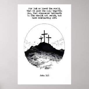 John 3 16 Calvario Arte Impreso Para Dios Amó Tant