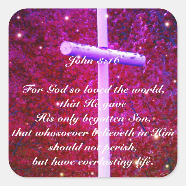 John 3:16 Pegatina de Firefly de la Cruz Cristiana (Anverso)