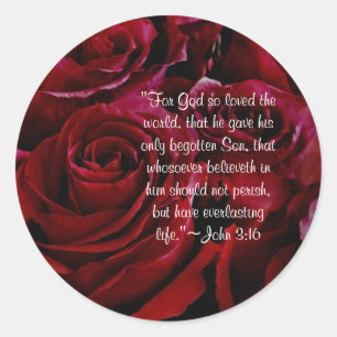 John 3:16 pegatina de rosas rojas